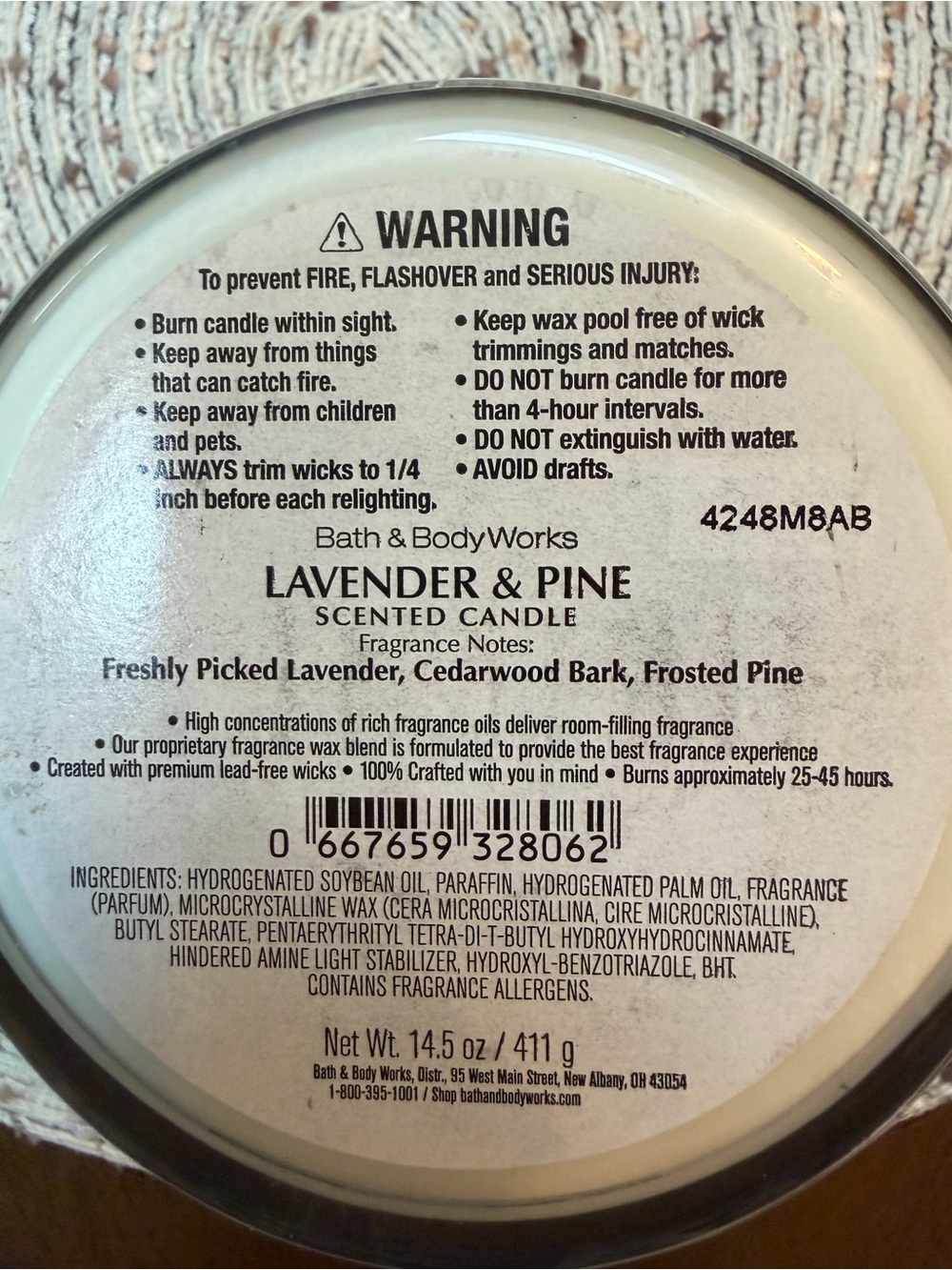 Bath & Body Works Lavender & Pine Soy 3 Wick Candle Holiday NWT - Picture 4 of 4